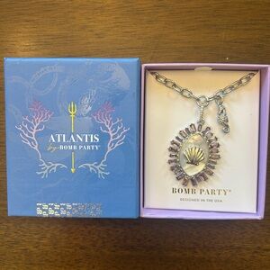 Bomb Party Atlantis Shell Pendant Necklace in purple and silver